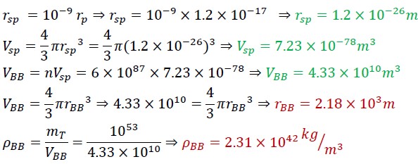 Accurate Calculation of the Volume and Density of the Big Bang