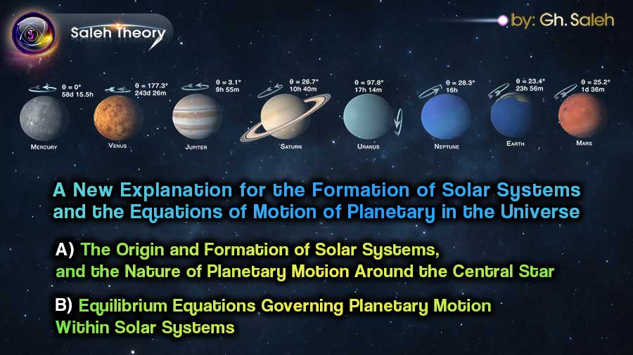 A New Explanation for the Formation of Solar Systems and the Equations of Motion of Planetary in the Universe